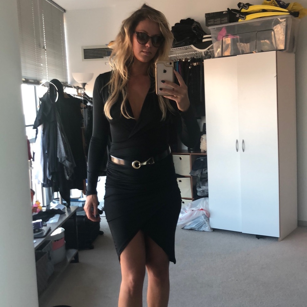 Sexy ruched black dress